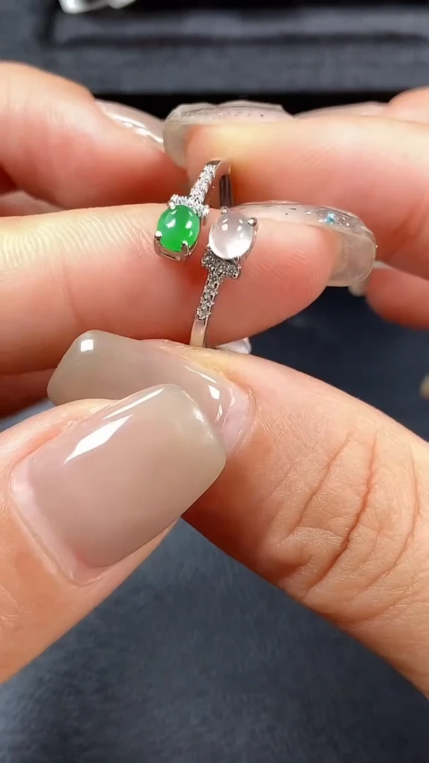 银S925镶嵌戒指翡翠3549