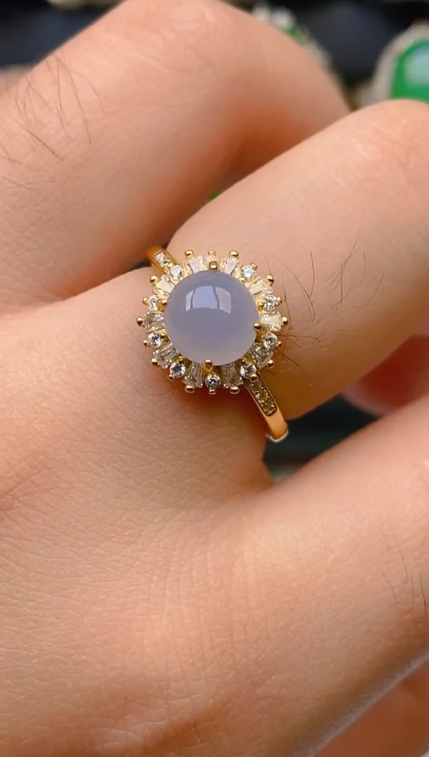 翡翠戒指银S925镶嵌天然