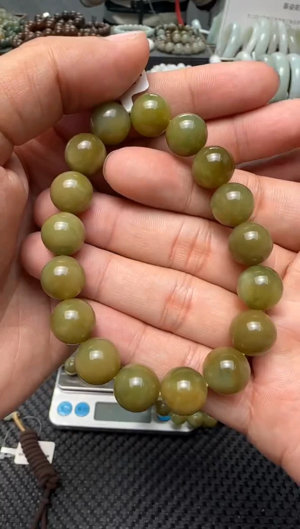 未镶嵌手串和田玉@*柒黑羊洞碧玉手串卡12