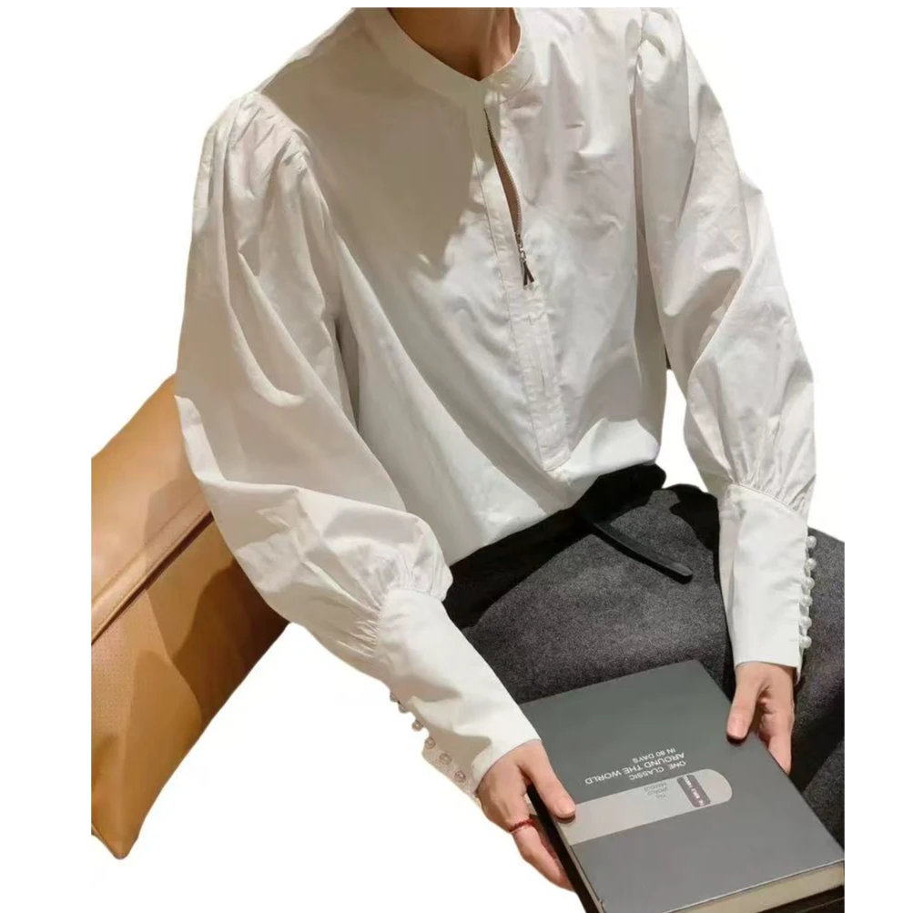 【XIAOHUIHUI】 高定时髦感   |   设计师款      袖口珍珠装饰衬衫