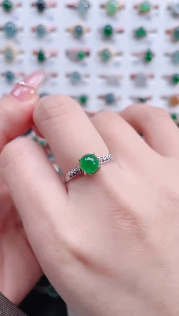 银S925镶嵌戒指翡翠天然翡翠