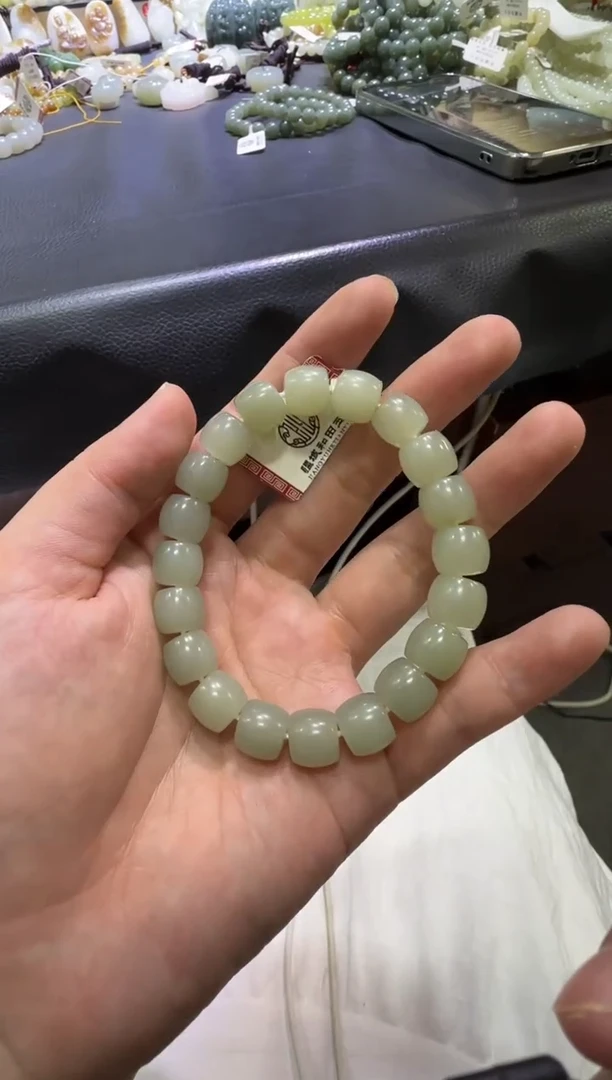 未镶嵌手串和田玉且末近矿高青白卡手串（产地直发）