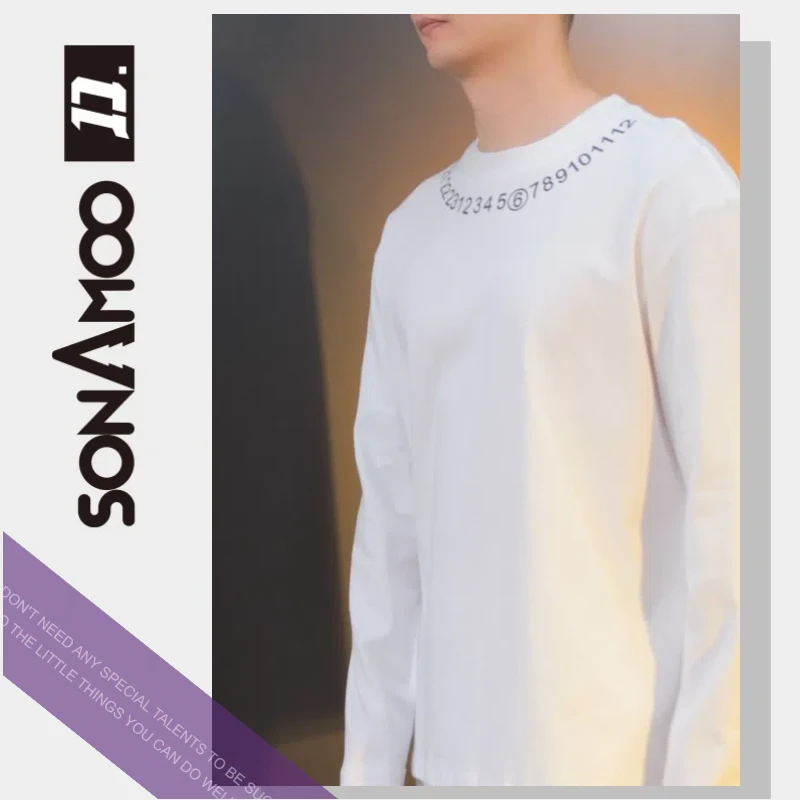 【清货福利】简约数字围脖长袖T恤卫衣D18864