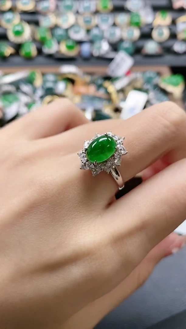 【闪购商品】翡翠戒指银S925镶嵌5151