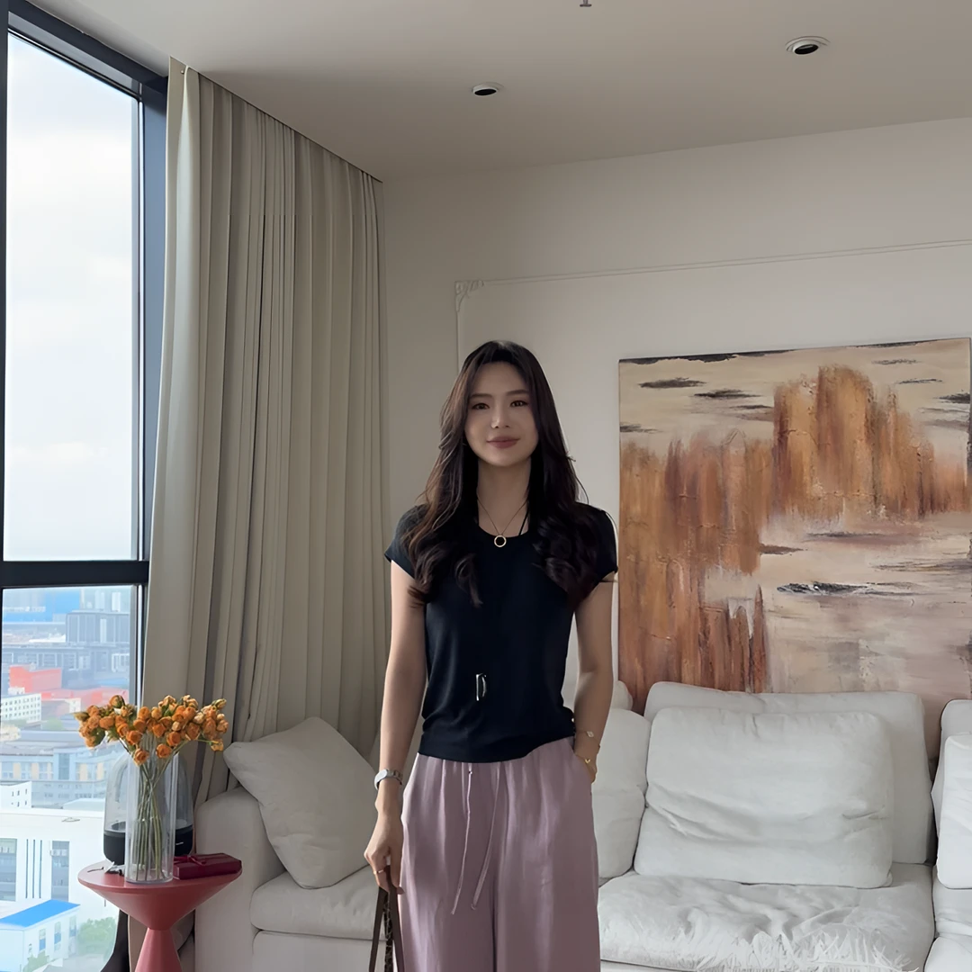 【余欢欢】夏季休闲简约纯色圆领T恤-YHW50421