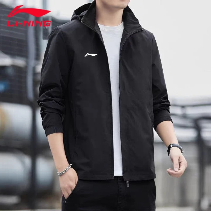 李宁外套男秋季薄款休闲连帽开衫宽松潮流百搭夹克时尚防风运动服