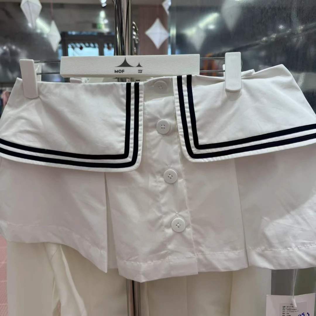 【奥体自播】白色蓝边条纹吊带背心