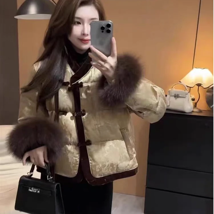 冬季新中式国风加厚外套流苏气质设计师时尚复古盘扣上衣