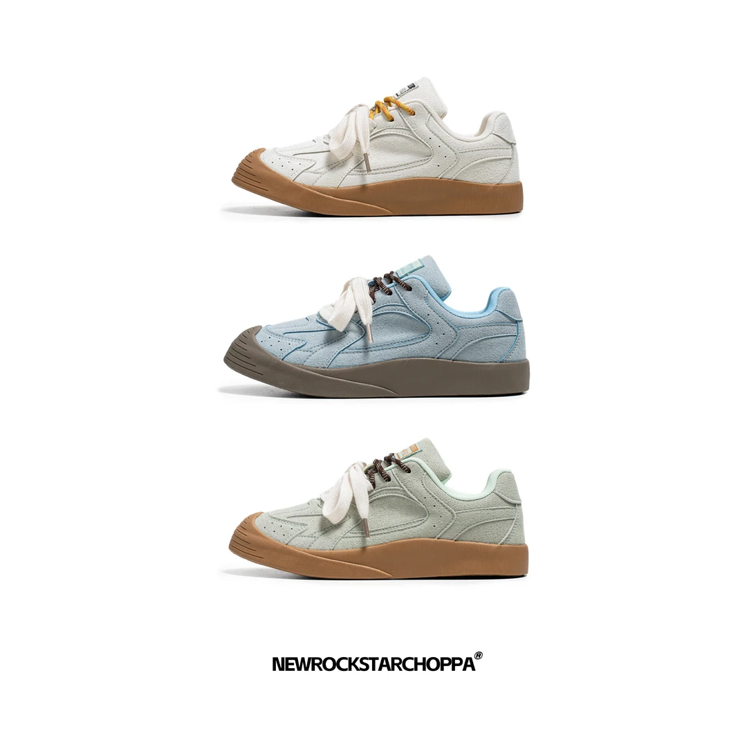 NewRockStarChoppa夏季新款复古德训鞋情侣款 软底透气休闲板鞋