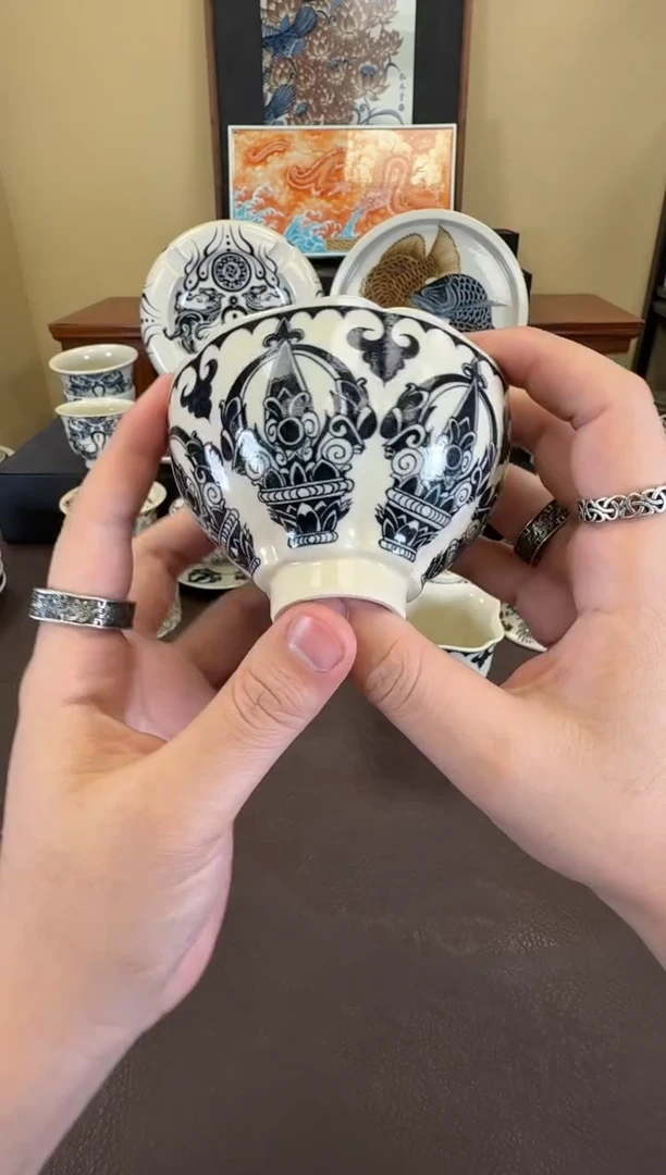 二号釉金刚杵葵口天目盏