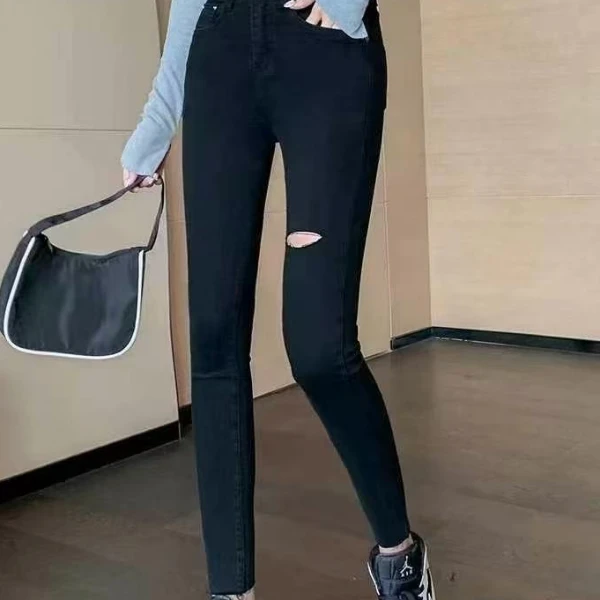 【耿老板】时尚洋气百搭铅笔裤小黑裤牛仔裤6016#