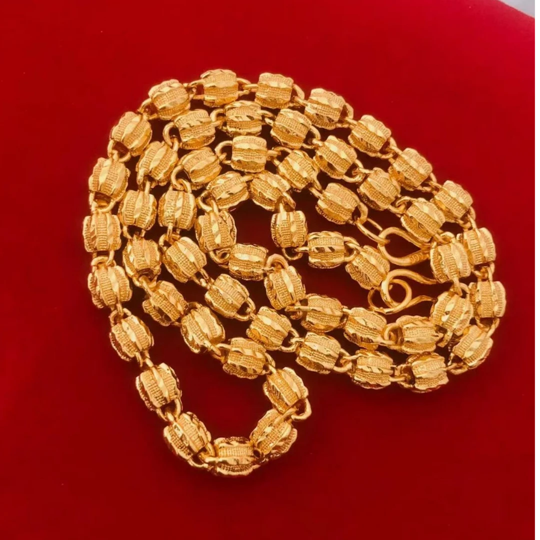 合金项链 【抖音好物】核桃项链 时尚经典项链男士女士磨砂金色