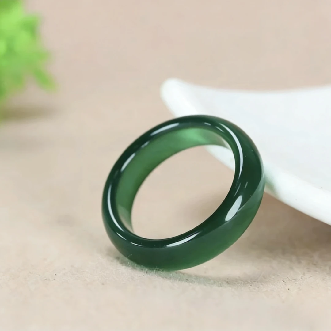 天然冰种绿玛瑙戒圈-多样性发一