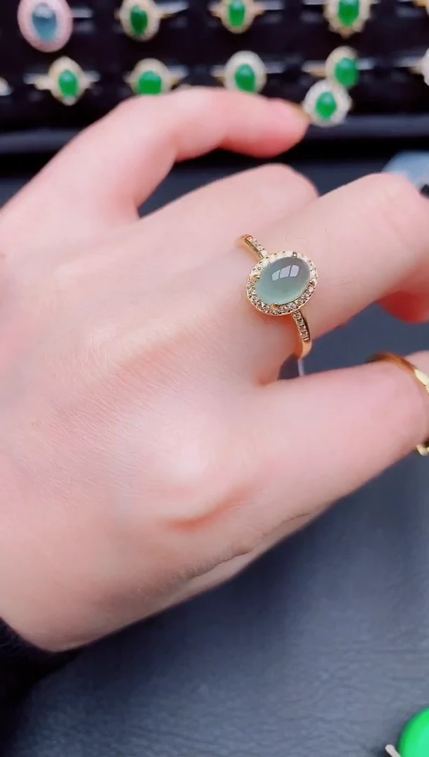 【闪购商品】翡翠戒指银S925镶嵌天然a货翡翠15