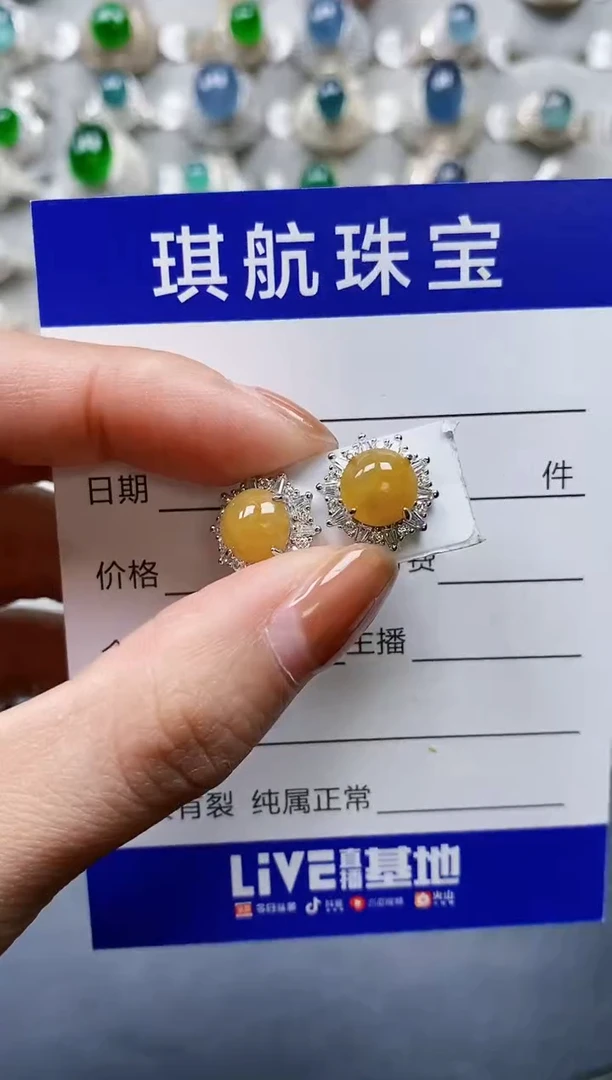 【闪购商品】翡翠耳饰银S925镶嵌0760