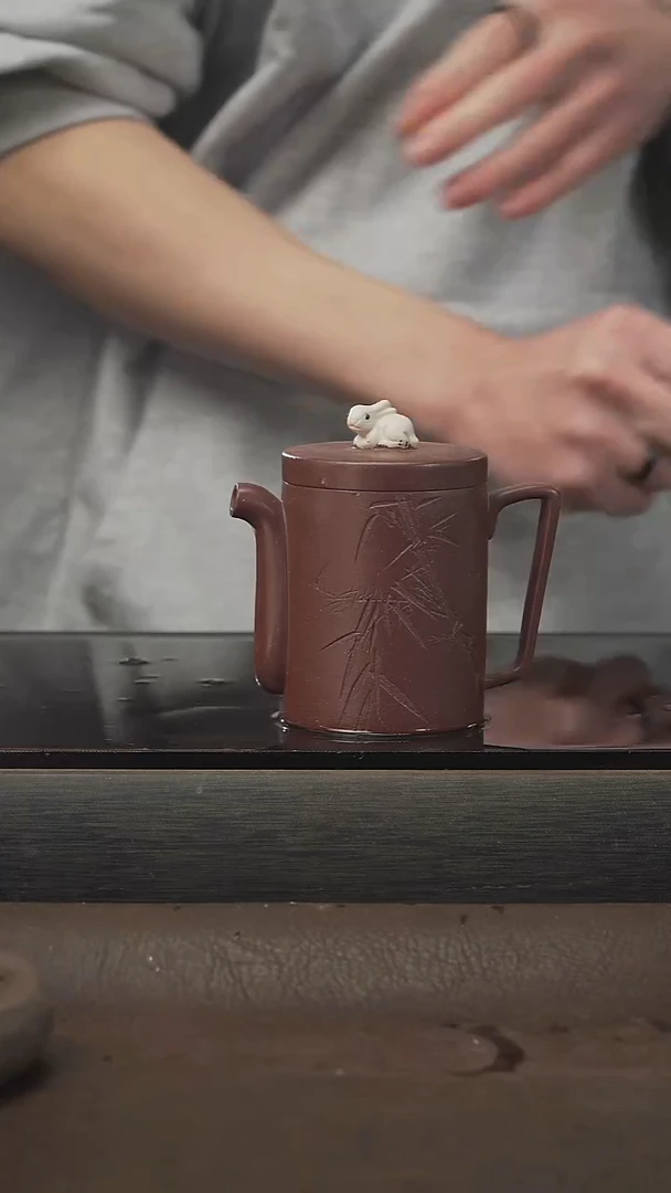 茶壶紫砂清风竹影，紫泥，160cc