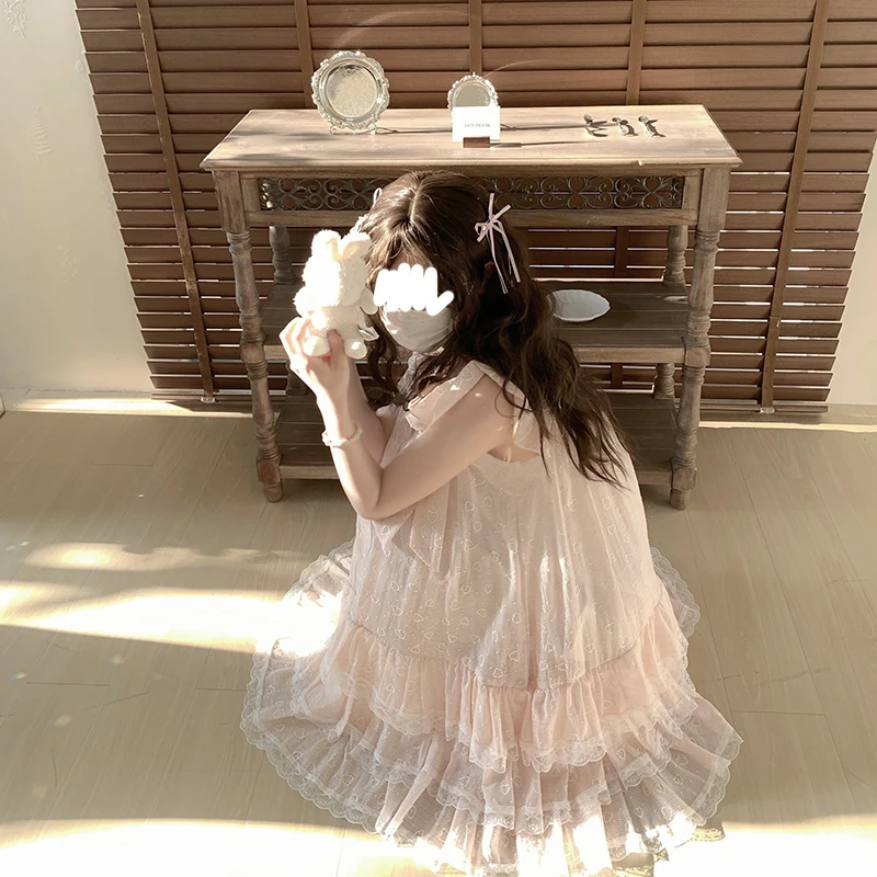 【爱心泡泡 】原创设计仙气飘飘连衣裙刺绣蝴蝶结夏季可爱蛋糕裙