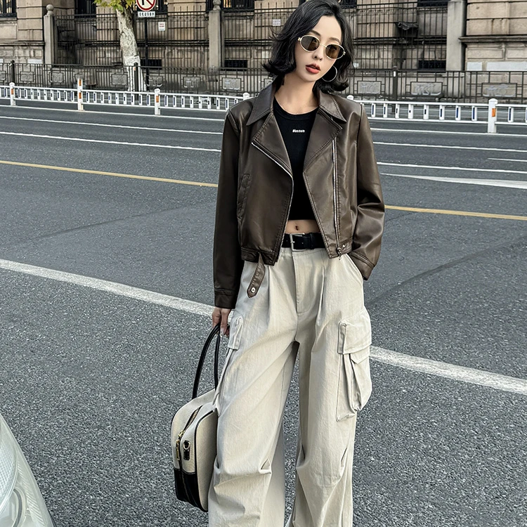高级感机车皮衣外套女春秋2025新款流行正肩短夹克上衣小个子