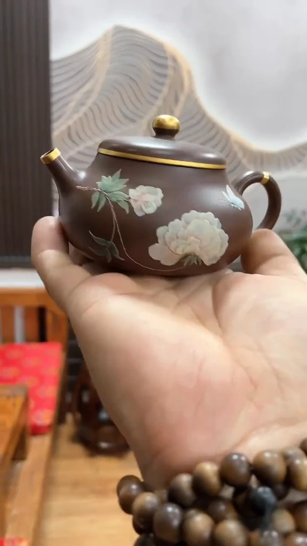 【闪购商品】紫砂茶壶a37描金手把壶