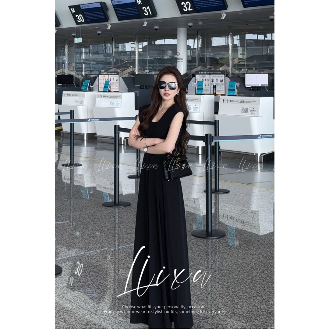 【小榆】欧货高级感连体裤女夏季薄时尚收腰阔腿连身裤裙L52LK447