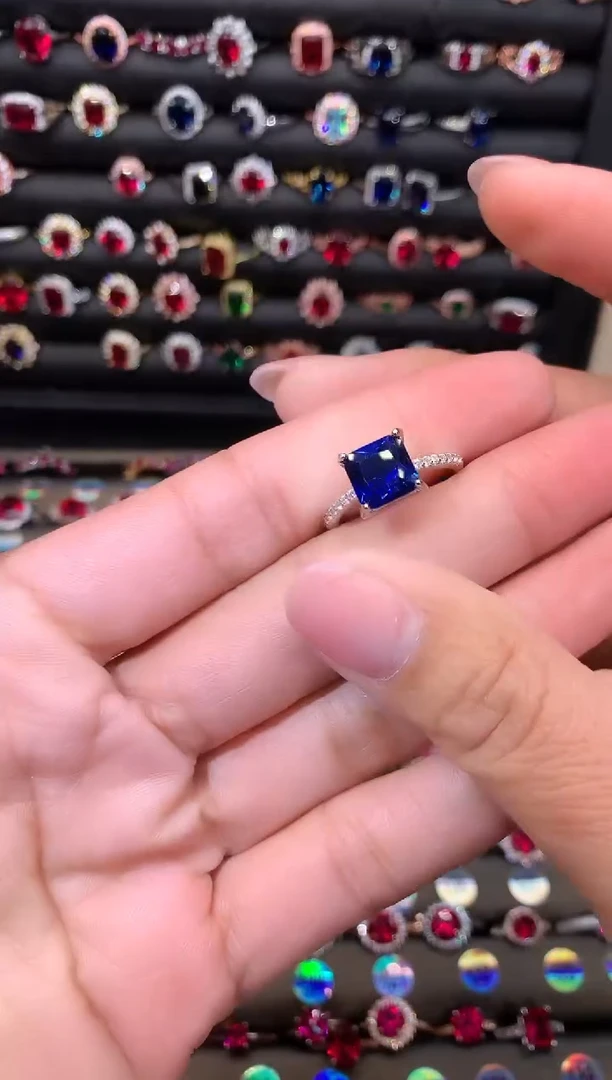 【闪购商品】蓝宝石戒指银S925镶嵌8