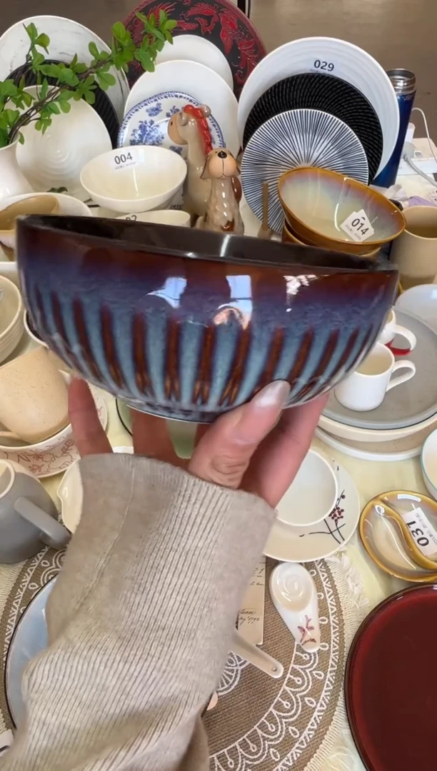 新骨瓷074瑕疵麟彩蓝5,75寸雏菊折纸纹 碗