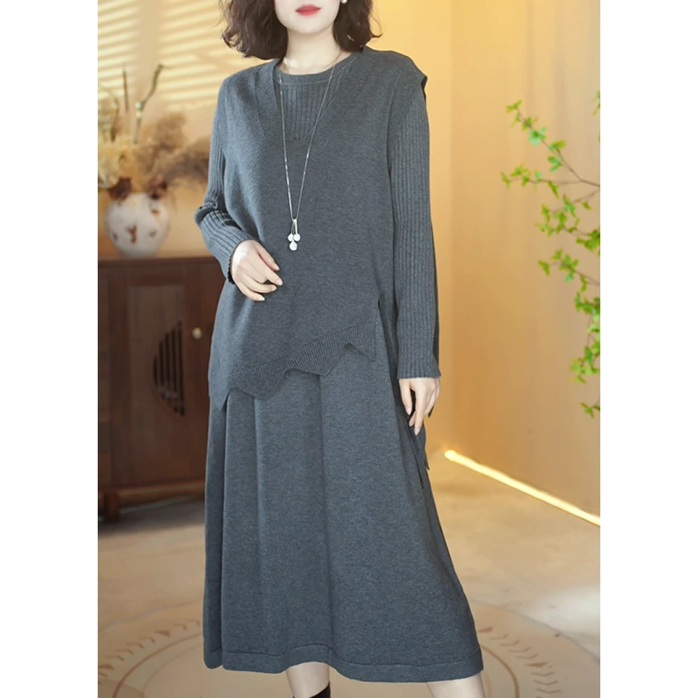 【X509】2025新款山羊绒时尚百搭宽松两件套装