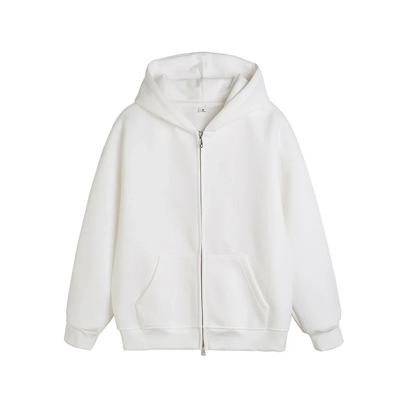 【高质感】美式复古420g重磅纯色连帽卫衣开衫情侣春秋休闲简约宽松