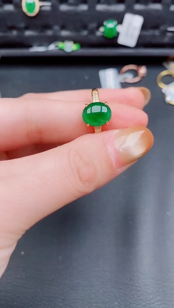 【闪购商品】翡翠戒指银S925镶嵌天然a货翡翠500