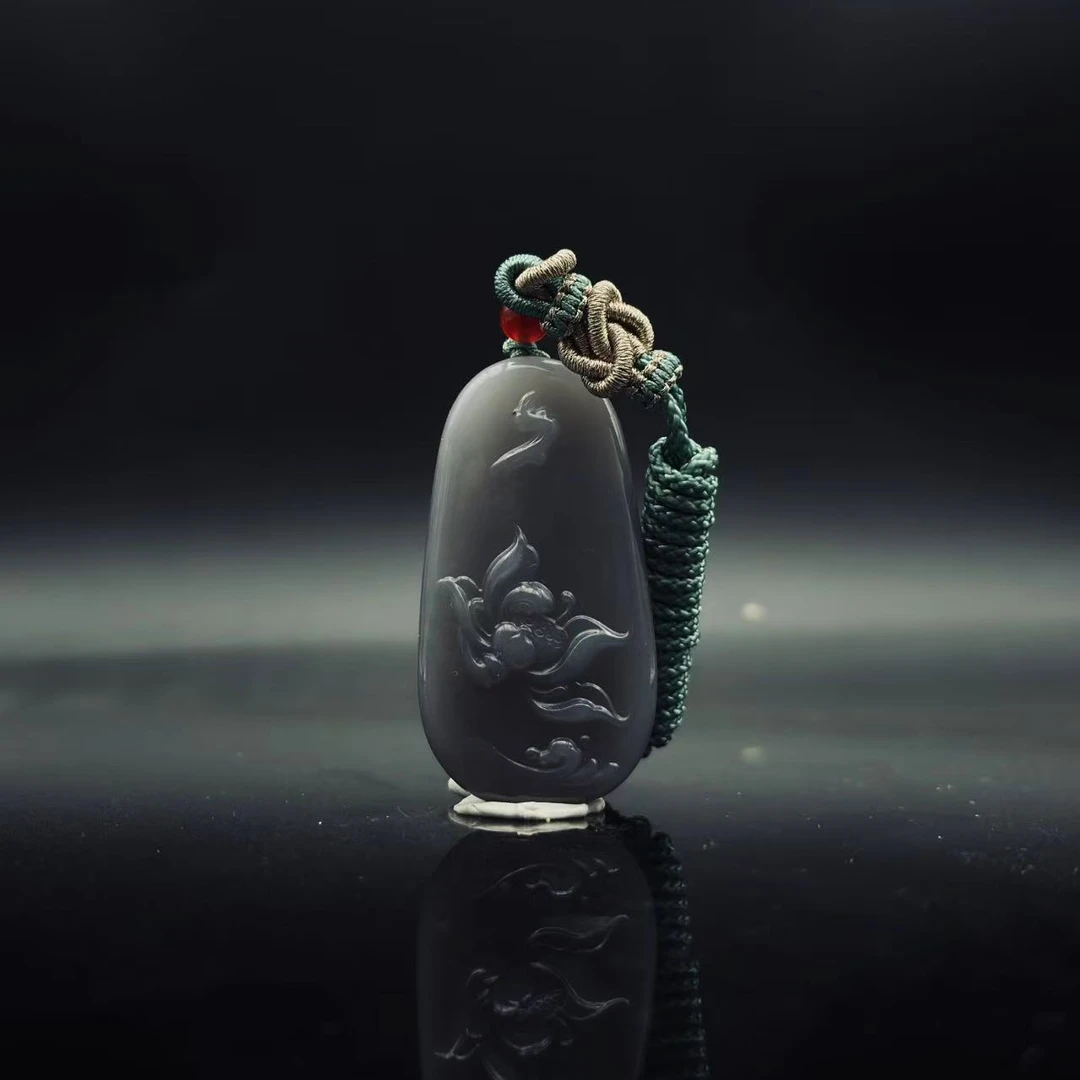 和田玉烟紫蝶恋花吊坠2822