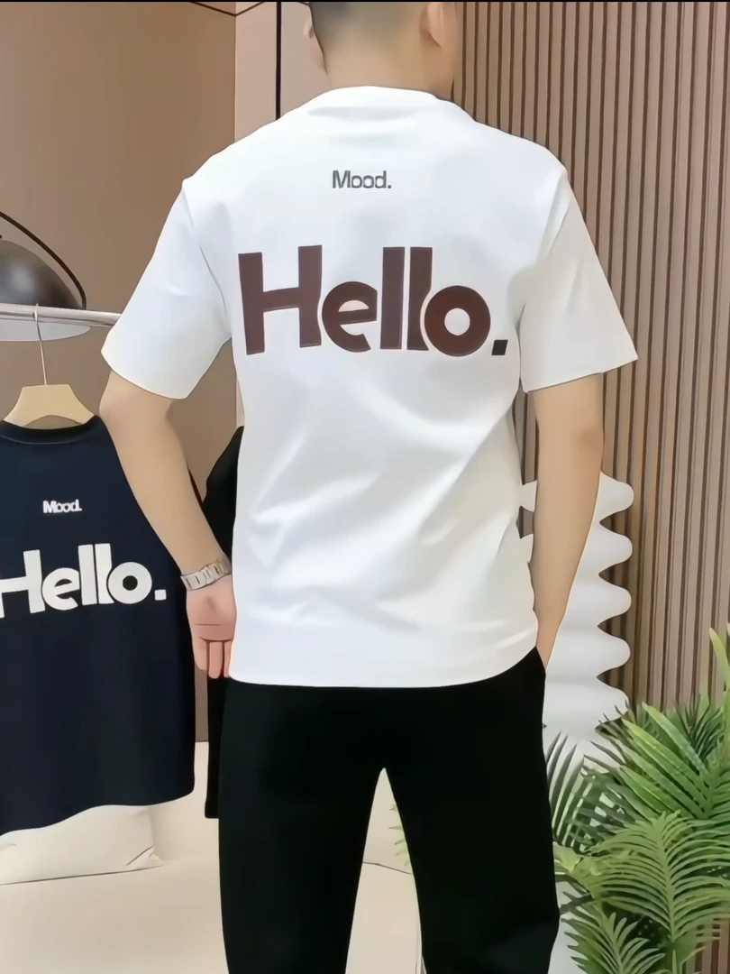 夏季新款男士简约字母印花短袖t恤男网红潮流圆领时尚休闲百搭T恤