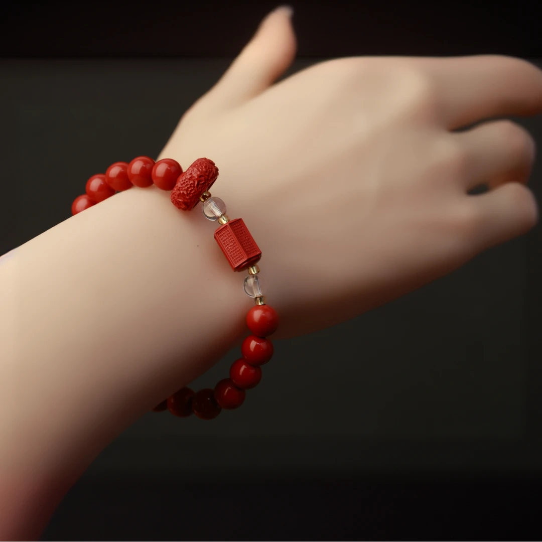 灵丹真朱 含辰砂工艺品M『松畅专属』【朱砂楞严】手串8mm 手串10mm