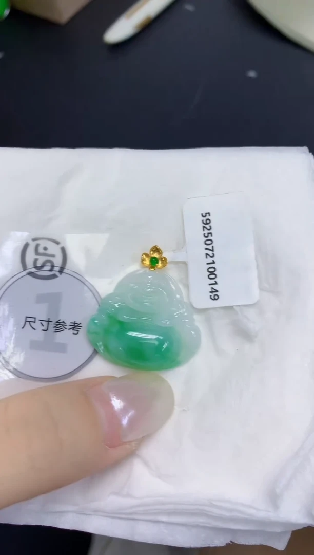 翡翠18K金镶嵌颈饰天然缅甸翡翠A货百元以上9元证书费自理
