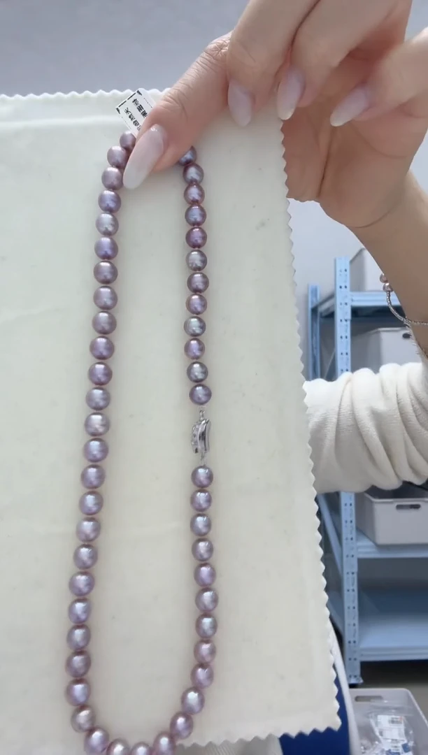 颈饰银S925镶嵌淡水珍珠丁香紫 无核 7.2-8.3