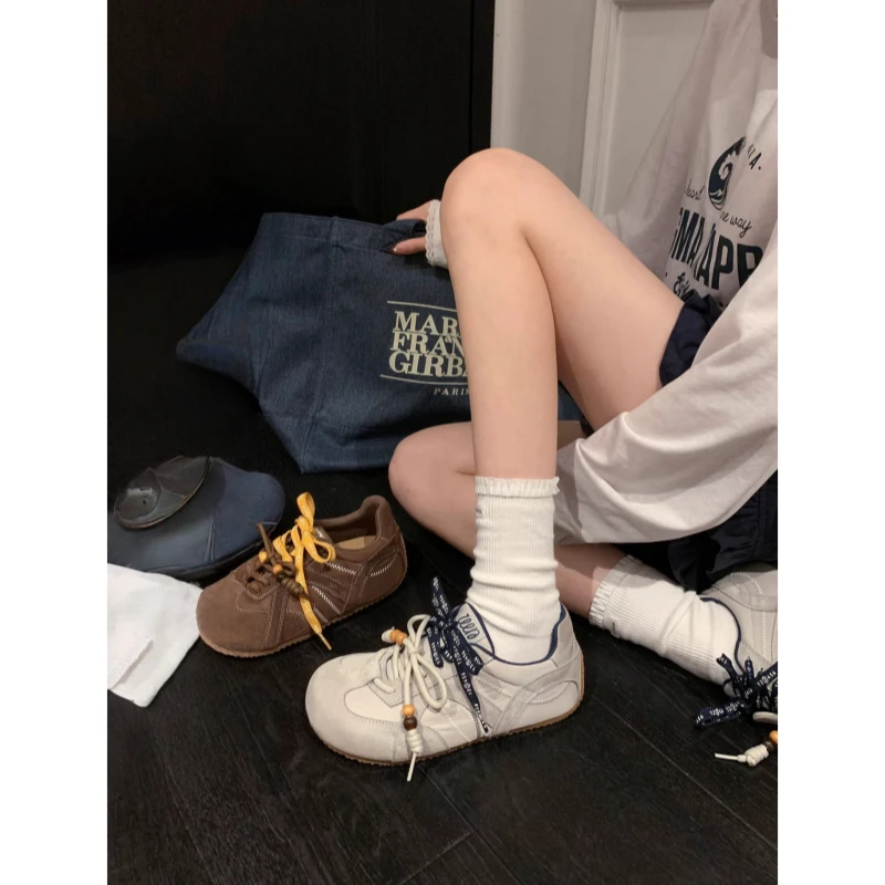 丑萌德训鞋女2025新款秋季内增高圆头阿甘泡芙鞋平底休闲运动鞋子