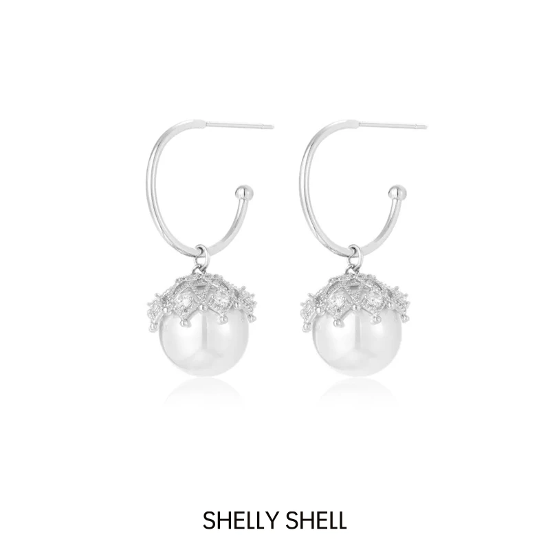 Shelly Shell 铜合金锆石耳饰 橡果耳钉 手工气质轻奢时尚