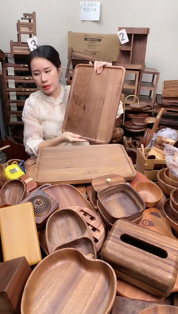 木 北美黑胡桃木带手抓槽托盘40*30*2cm  A