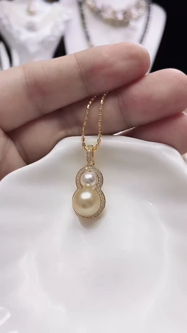 银S925镶嵌海水珍珠颈饰海水珍珠吊坠