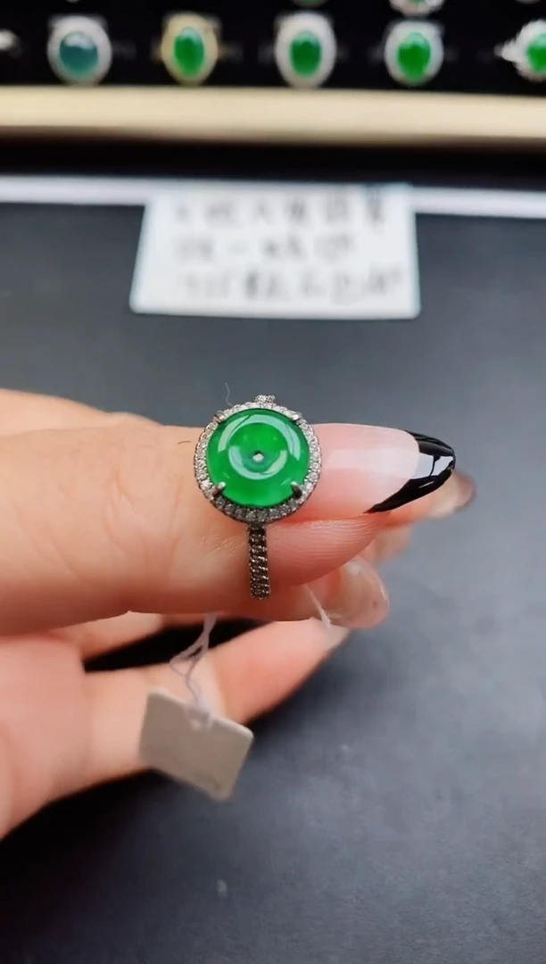翡翠戒指银S925镶嵌50800
