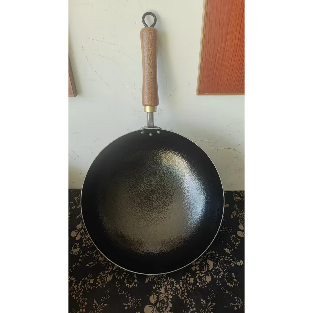 锻打健康无涂层铁锅家用健康炒菜锅圆底炒菜锅