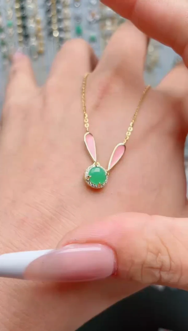 翡翠银S925镶嵌吊坠(不含链)、