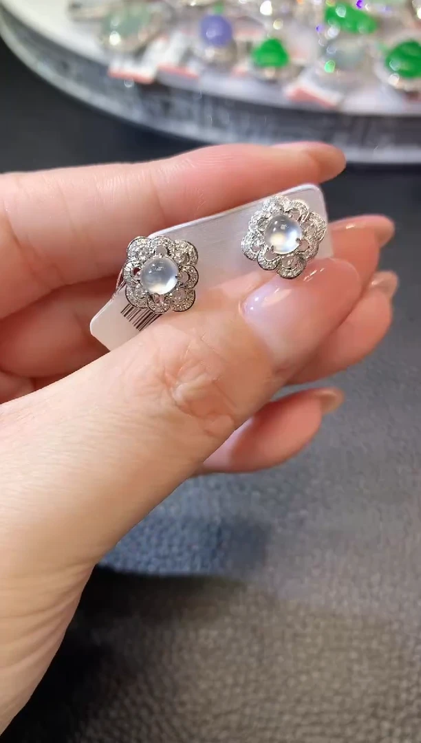 【闪购商品】翡翠耳饰18K金镶嵌A43 翡翠