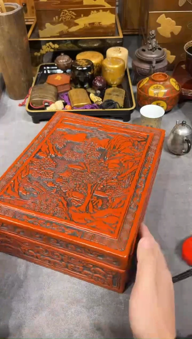 仙台堆朱 文盒 大漆漆器大漆漆器