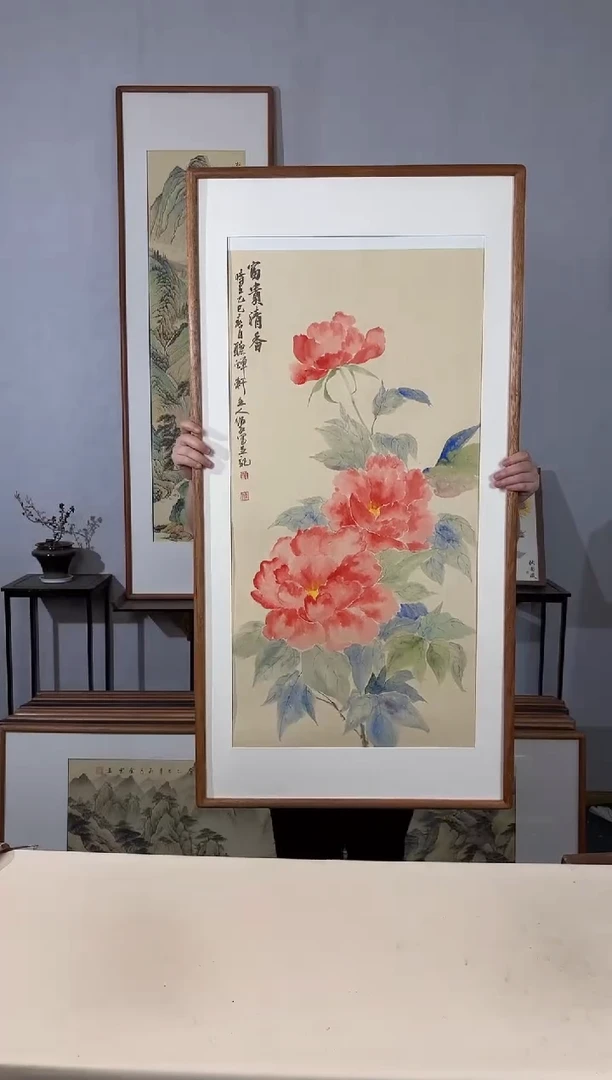 国画手绘*富贵清香（牡丹）*62*122cm