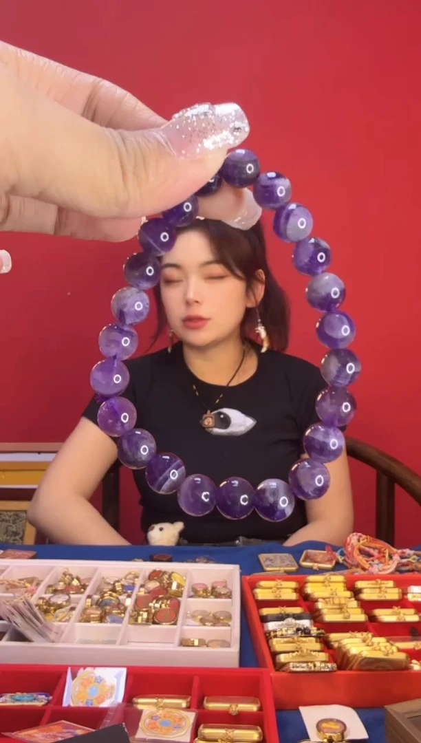 吊坠紫水晶手链-热贡纯手绘唐卡