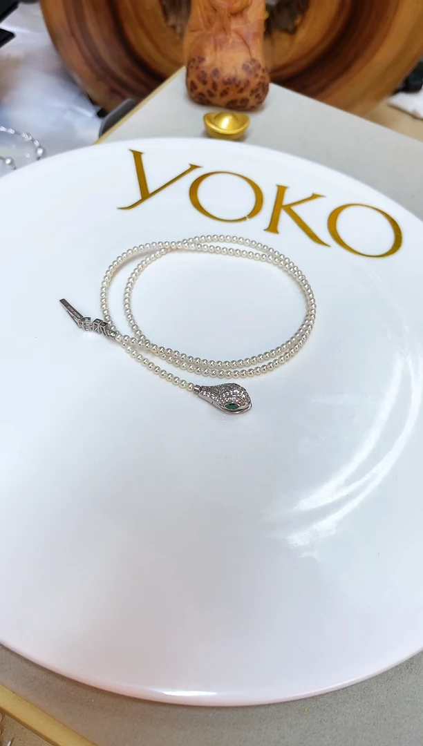 颈饰银S925镶嵌淡水珍珠3mm