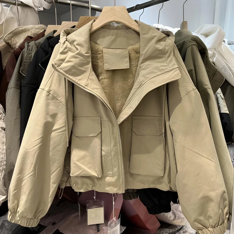 天歌良品加绒加厚派克服女2025秋冬款韩版宽松小个子连帽棉服外套