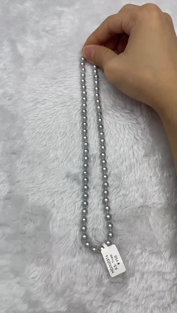 项链银S925镶嵌海水珍珠AK真多麻6.5-7mm