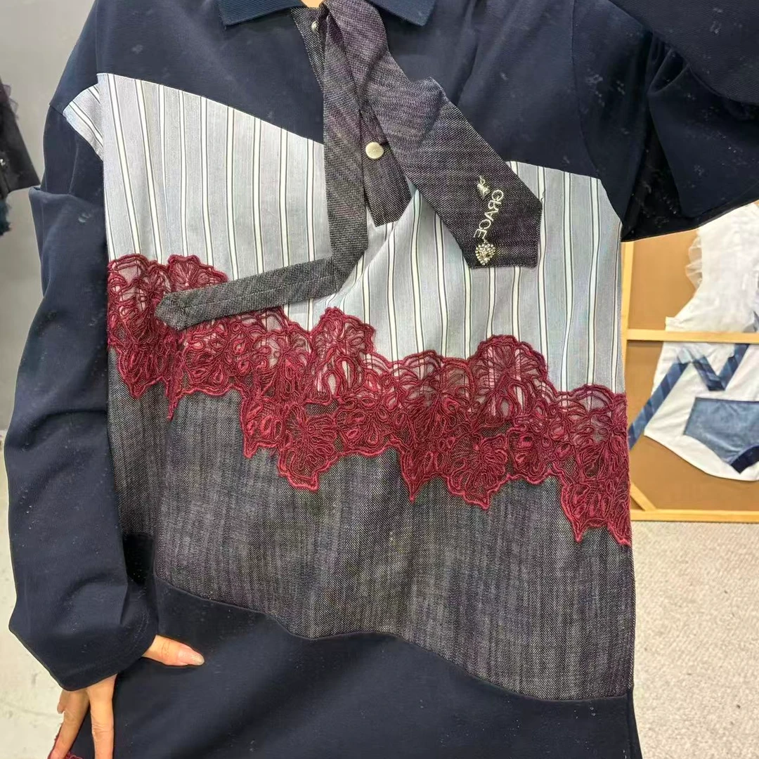 上衣长袖中长款休闲卫衣宽松型潮流拼接修身上衣3754