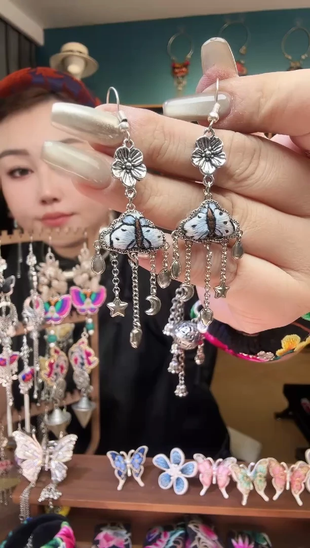 刺绣纯手工民族风刺绣耳环